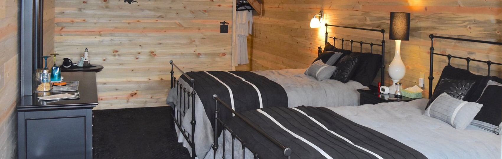 Bedroom accommodations at the lodge.