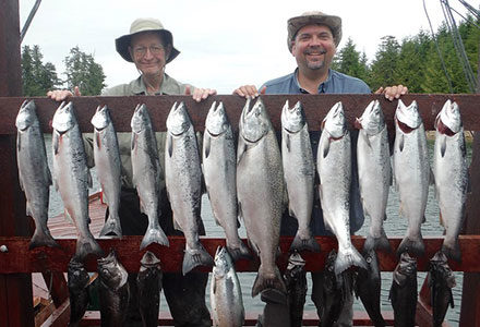 Guests display their large catch of salmon and rockfish.